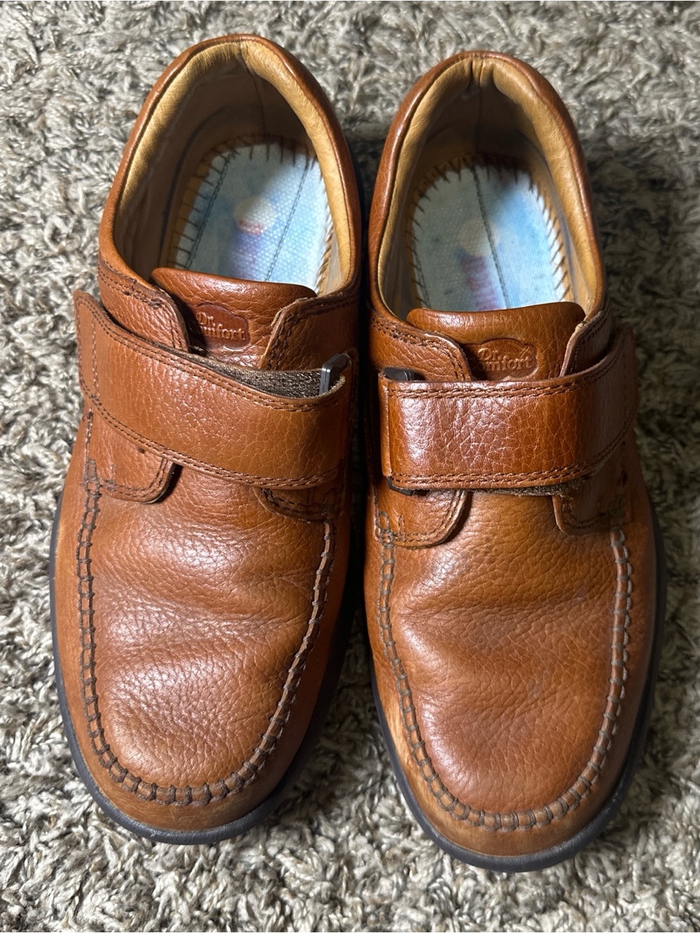 Dr. Comfort Men's Chestnut Brown Leather Slip-On shoes with Hook Strap size 9.5